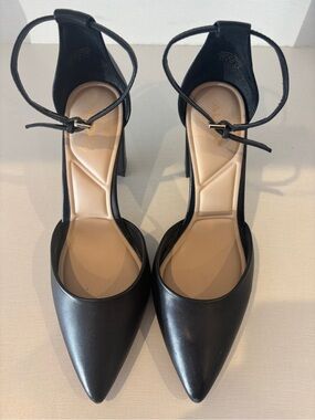 Aldo Black Pointed Toe Ankle-Strap Heels